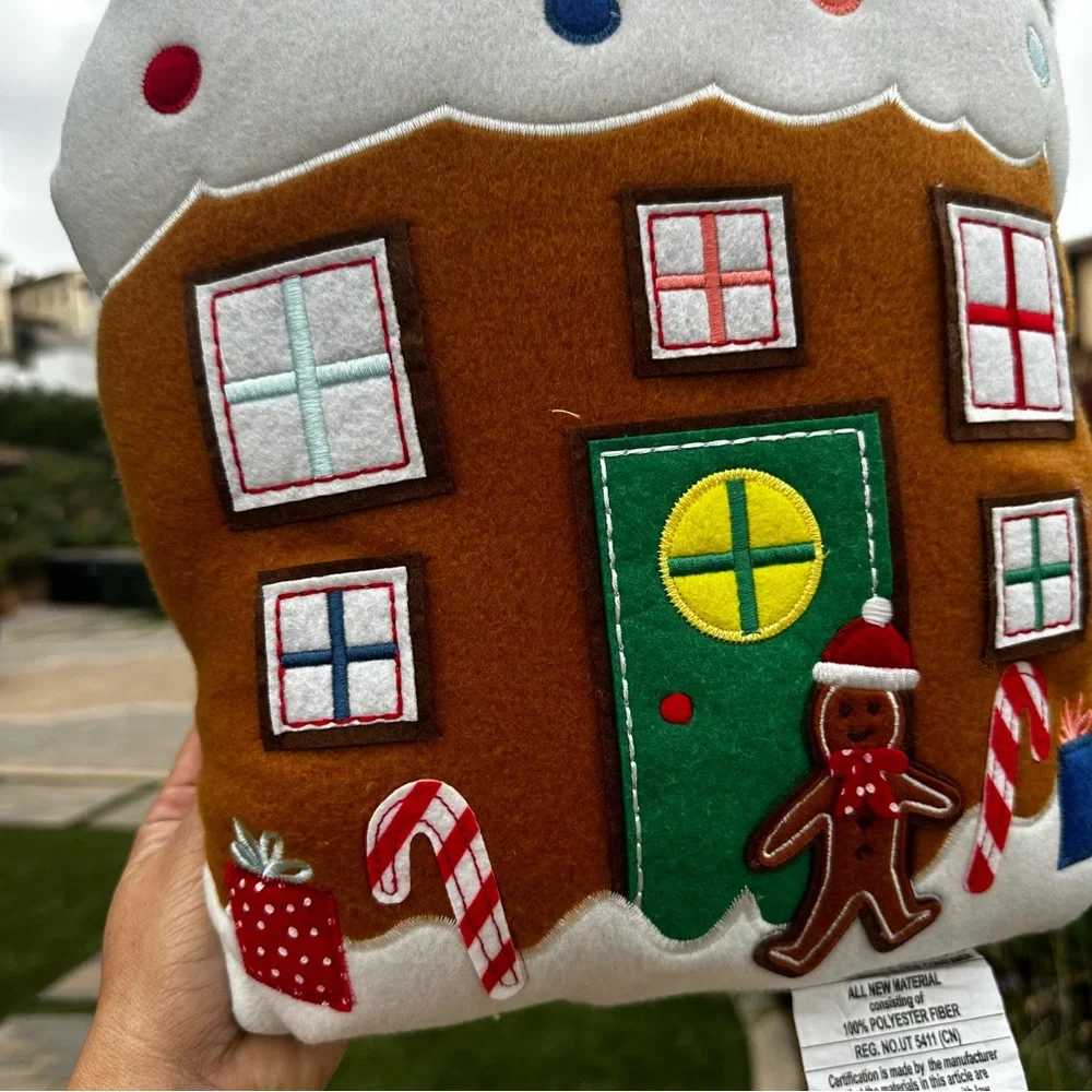 Target wondershop gingerbread house man Christmas pillow plush holiday pinkmas
